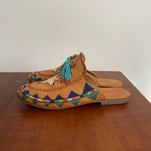 Farm Rio Tassel Flat Mules Chestnut Size 10